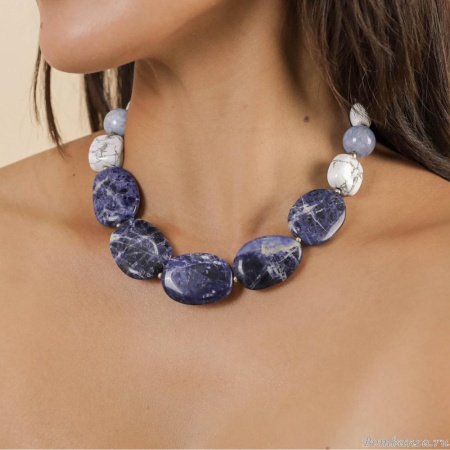 Колье Nature Bijoux, Arctique, с содалитом, говлитом и аквамарином, NB25.1-15-43411 синий